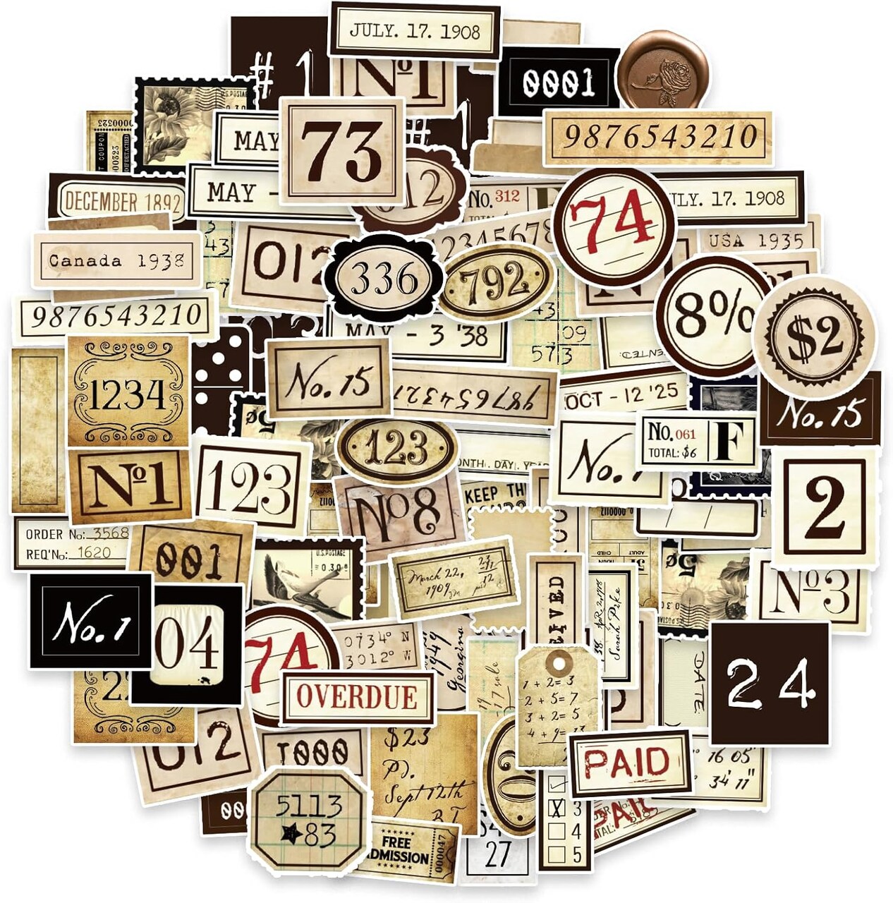 190 Pcs Number Label Stickers Scrapbook (Number Labels 190 Pcs)